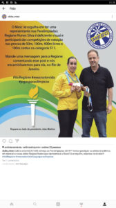 Material desenvolvido para o Instagram dando apoio a atleta paralímpica Regiane Nunes, do Mesc.