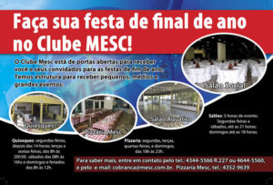 Anúncio no formato de meia página paraos espaços de eventos do Clube Mesc. Publicado na revista Mesc.