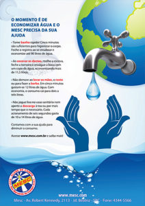 Criação de cartaz para divulgação da campanha de economia de água do Mesc.